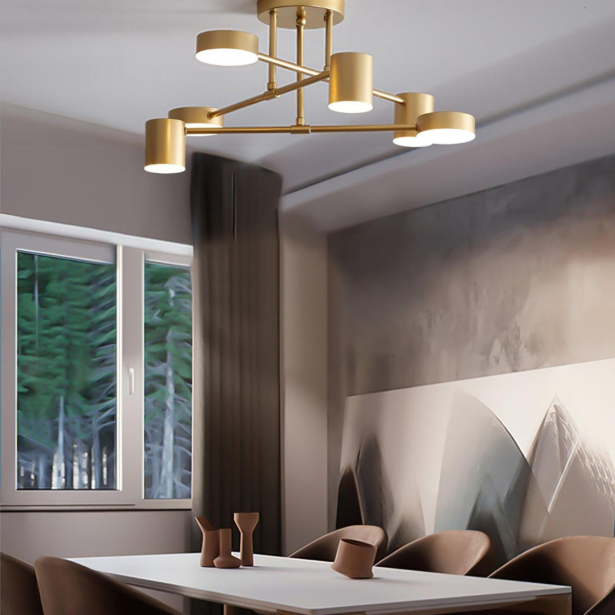 Brass Globe Sputnik 6-Light Ceiling Fixture