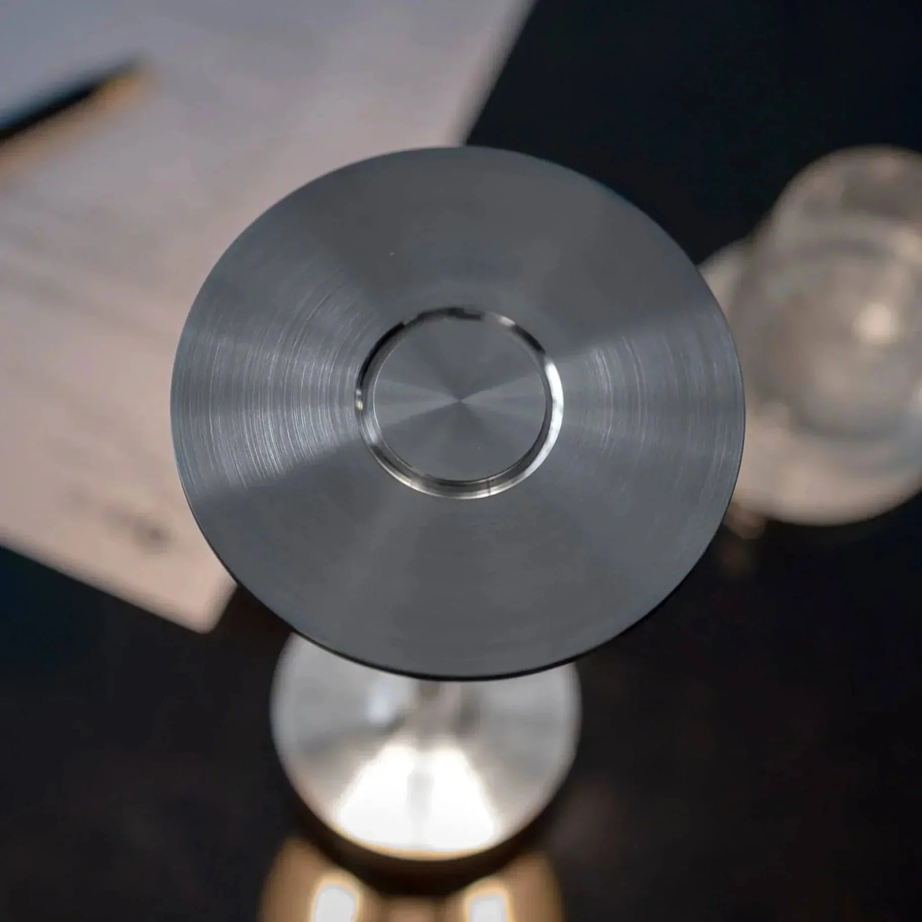 Brass Rechargeable Table Lamp with Disc Shade