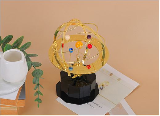 Vintage Metal Orrery Model with Five Planets