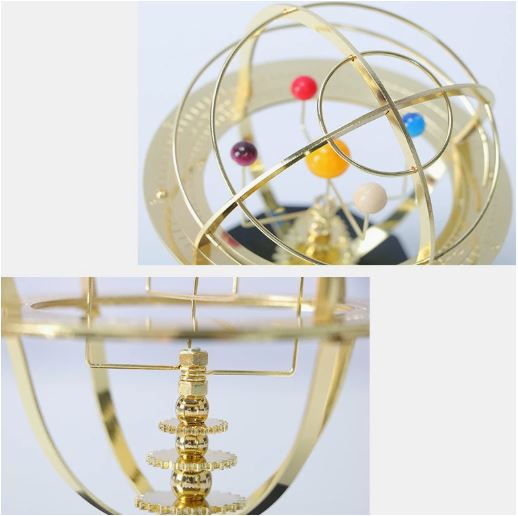 Vintage Metal Orrery Model with Five Planets