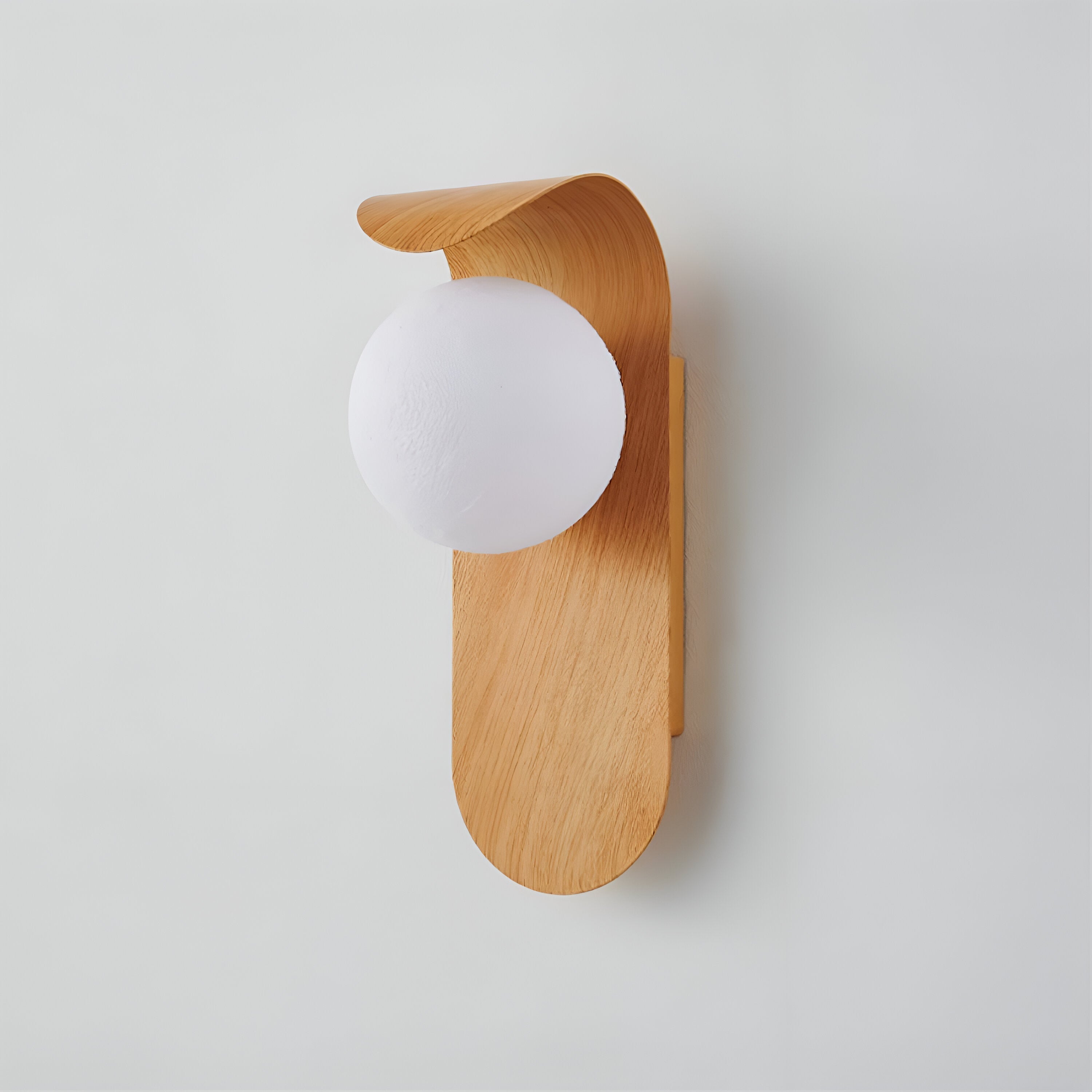 Nordic Wood Globe Wall Sconce with LED Glow