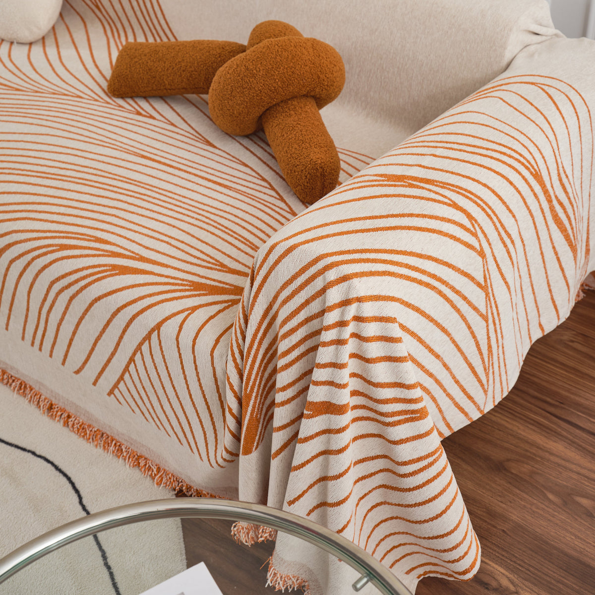 Chenille Striped Sofa Throw Blanket, Furniture Throw Covers Living Room Couch Cover