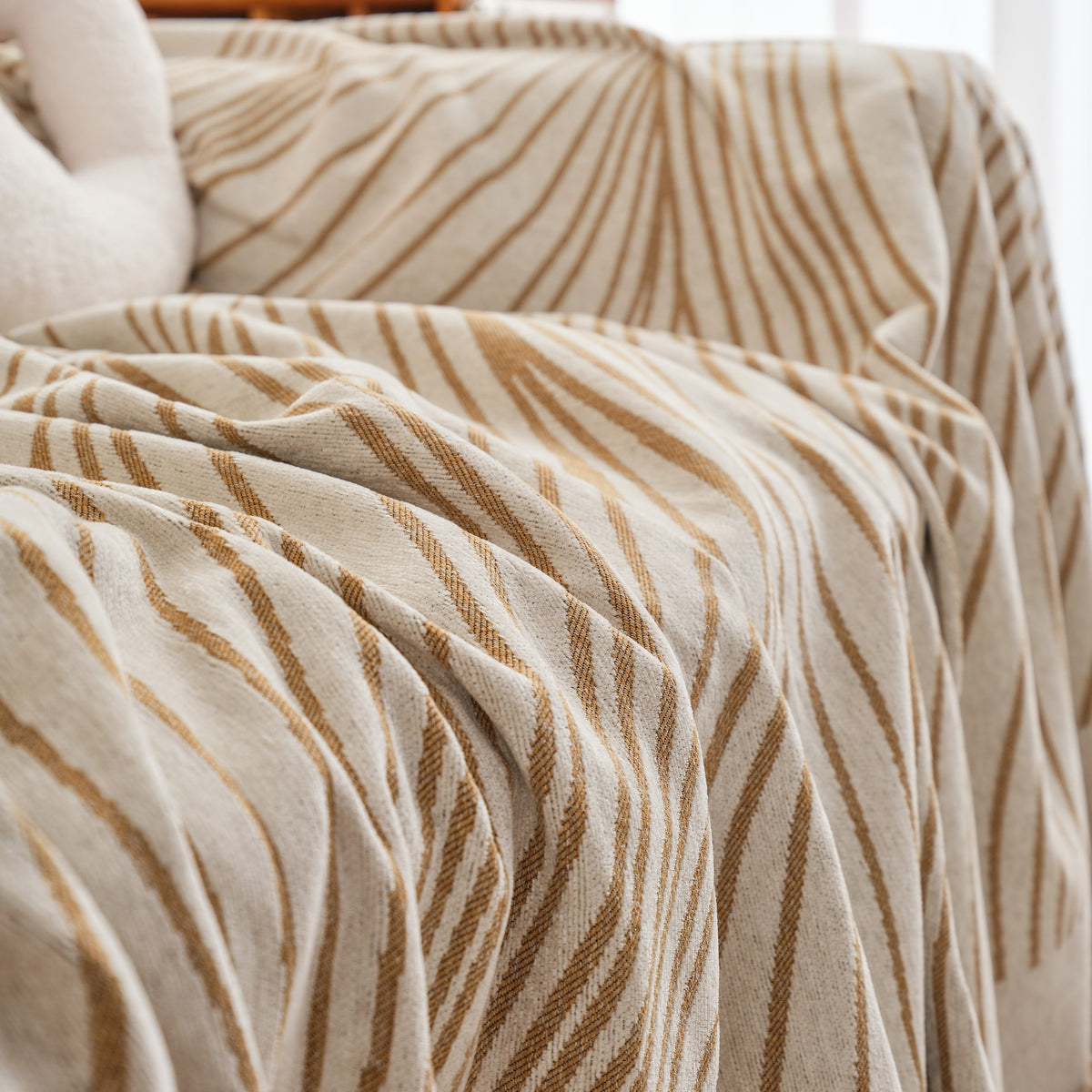 Chenille Striped Sofa Throw Blanket, Furniture Throw Covers Living Room Couch Cover