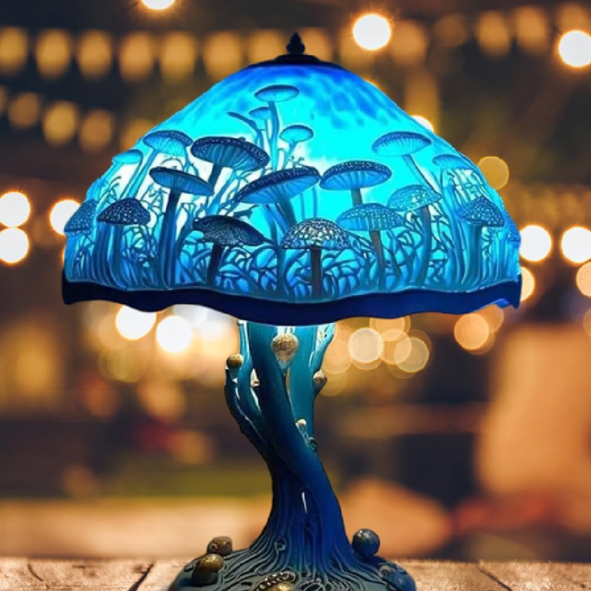 Colorful Resin Mushroom Lamp with LED Glow