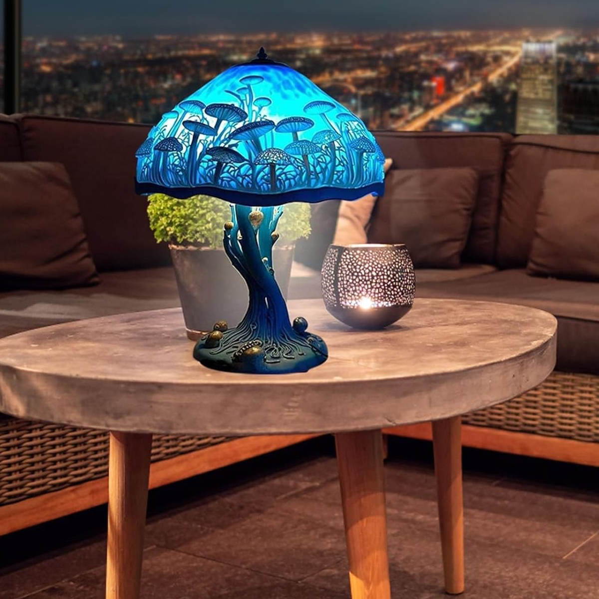 Colorful Resin Mushroom Lamp with LED Glow