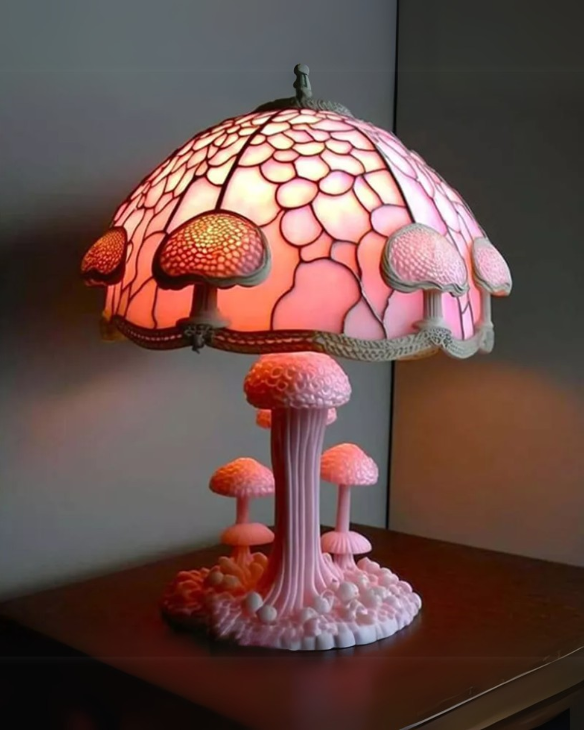 Colorful Resin Mushroom Lamp with LED Glow