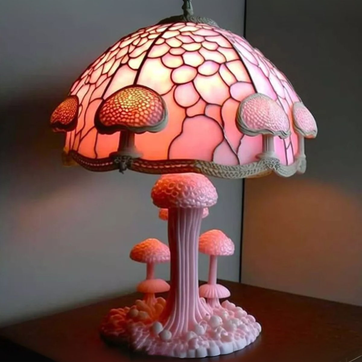 Colorful Resin Mushroom Lamp with LED Glow