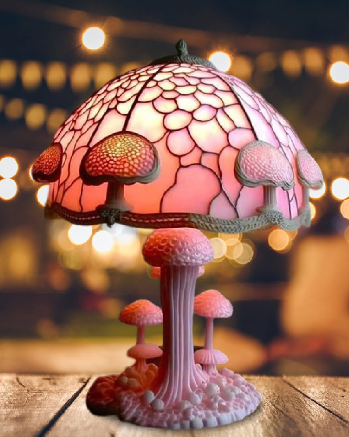 Colorful Resin Mushroom Lamp with LED Glow