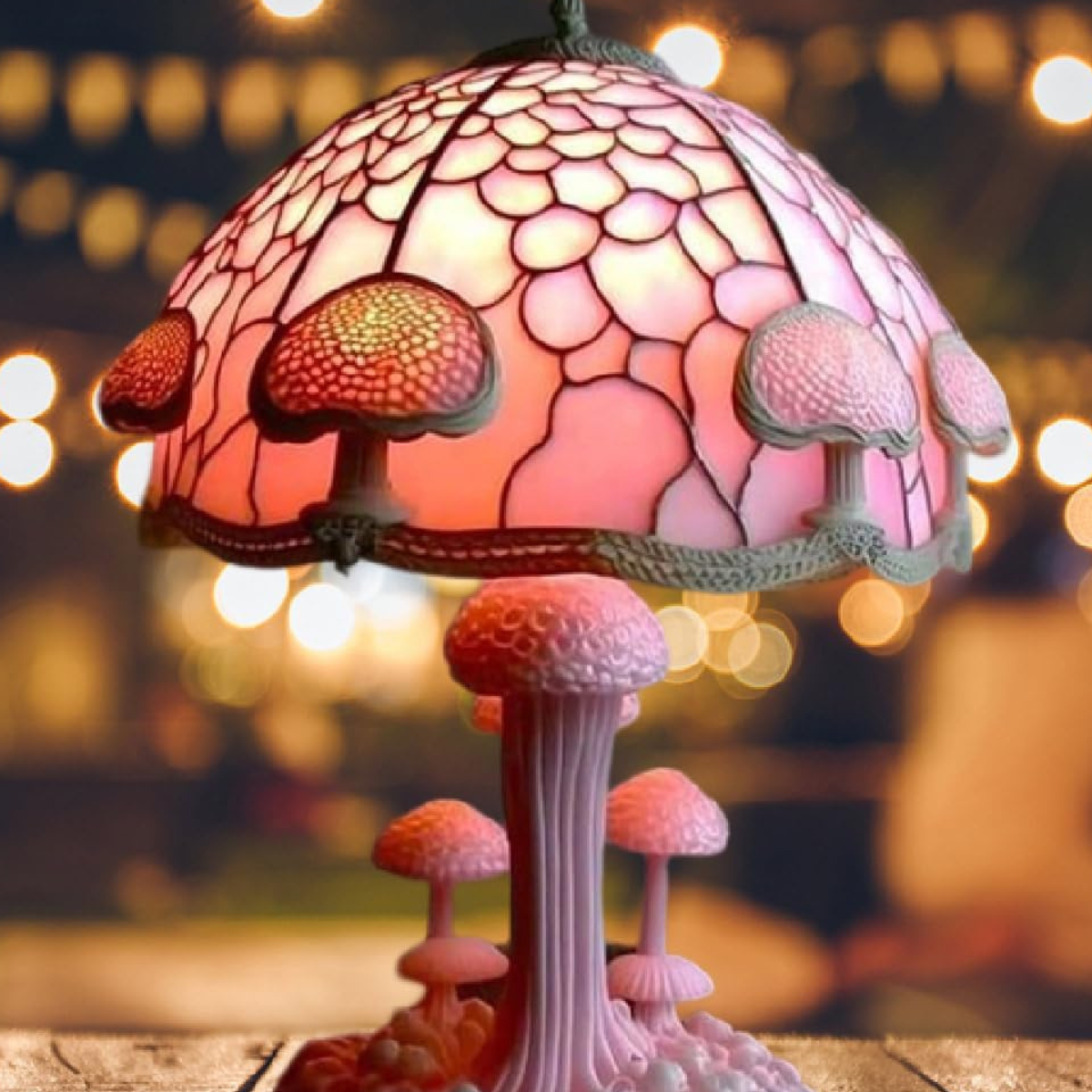 Colorful Resin Mushroom Lamp with LED Glow