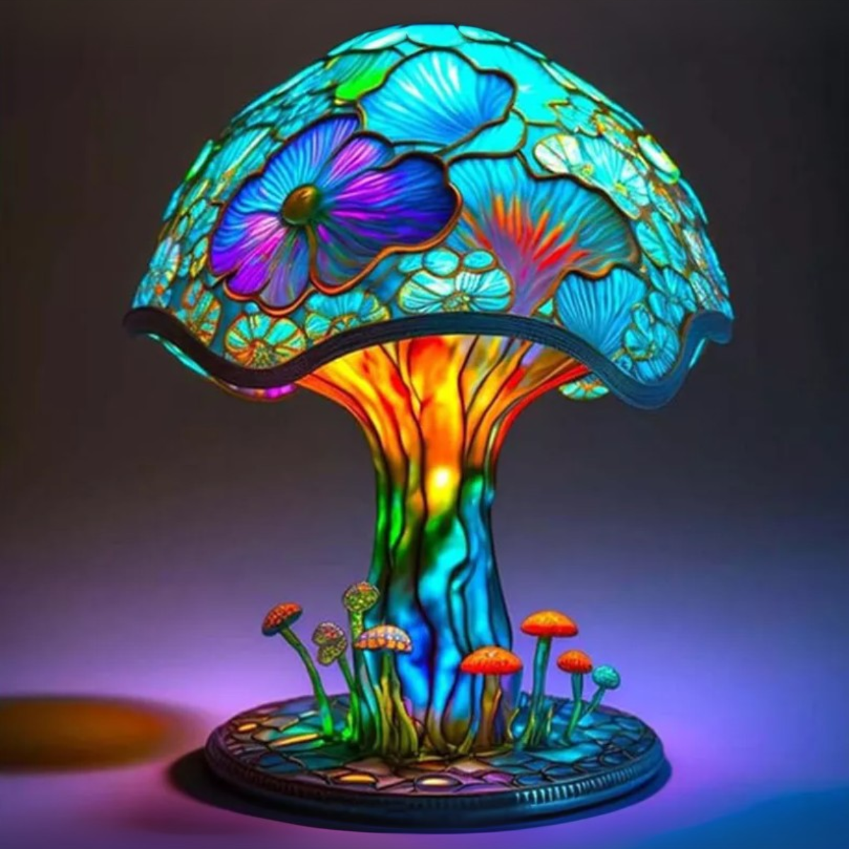 Colorful Resin Mushroom Lamp with LED Glow
