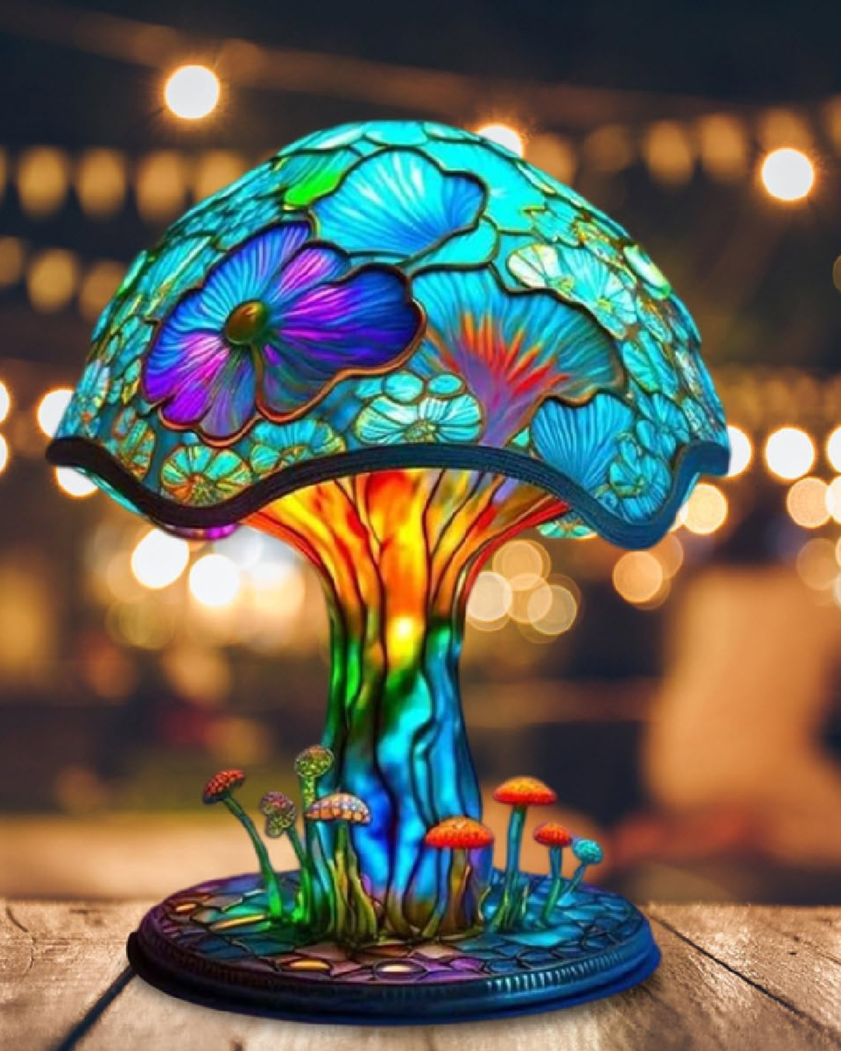 Colorful Resin Mushroom Lamp with LED Glow