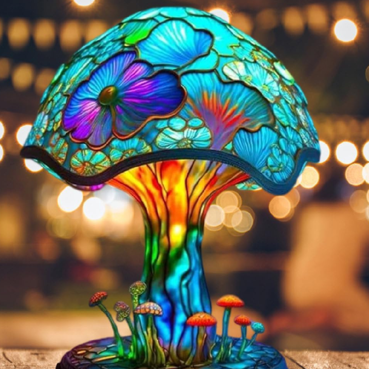 Colorful Resin Mushroom Lamp with LED Glow
