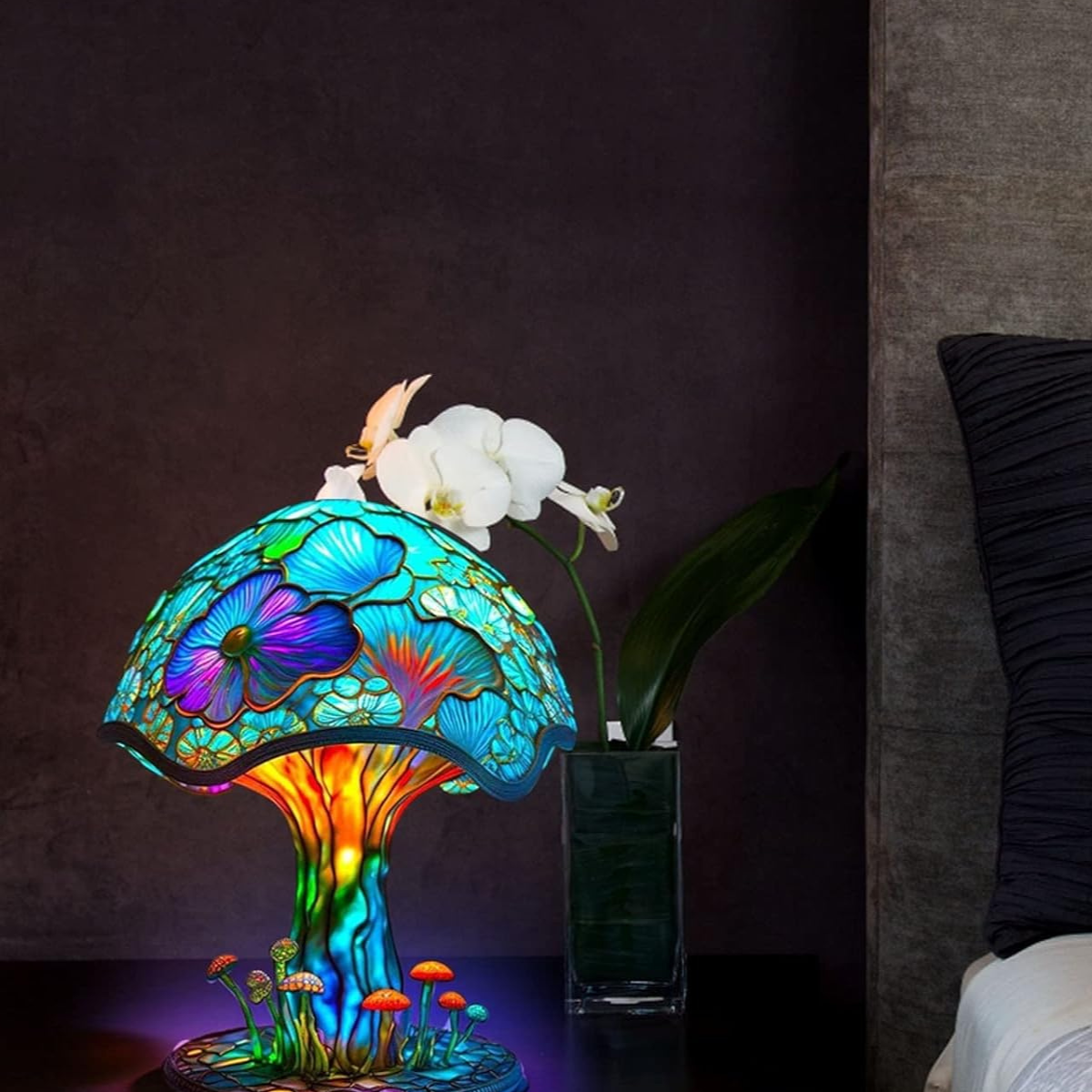 Colorful Resin Mushroom Lamp with LED Glow