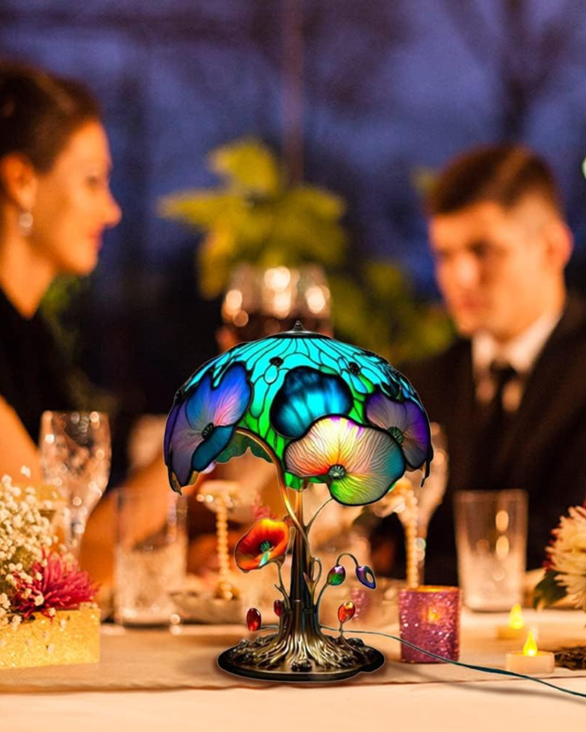 Colorful Resin Mushroom Lamp with LED Glow