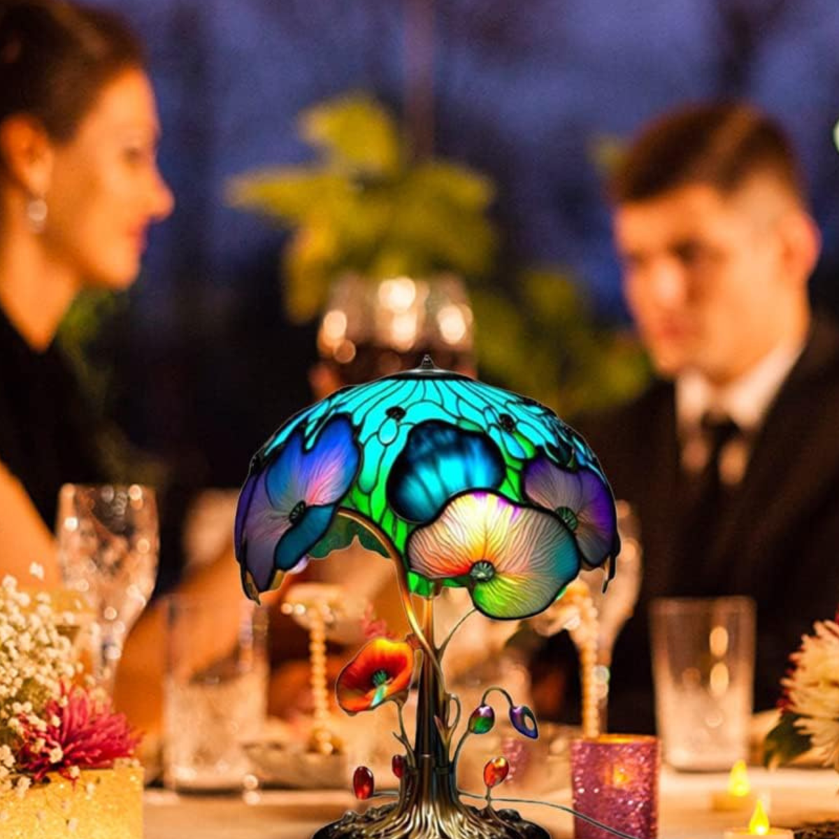 Colorful Resin Mushroom Lamp with LED Glow