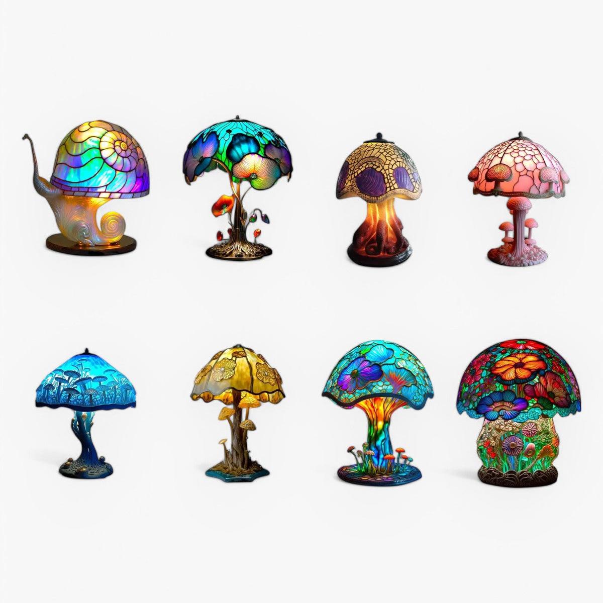 Colorful Resin Mushroom Lamp with LED Glow