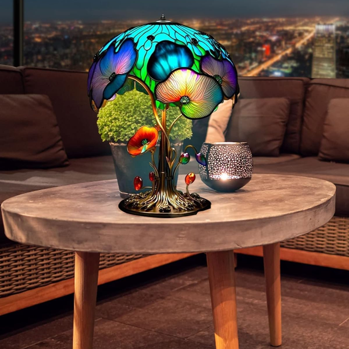 Colorful Resin Mushroom Lamp with LED Glow