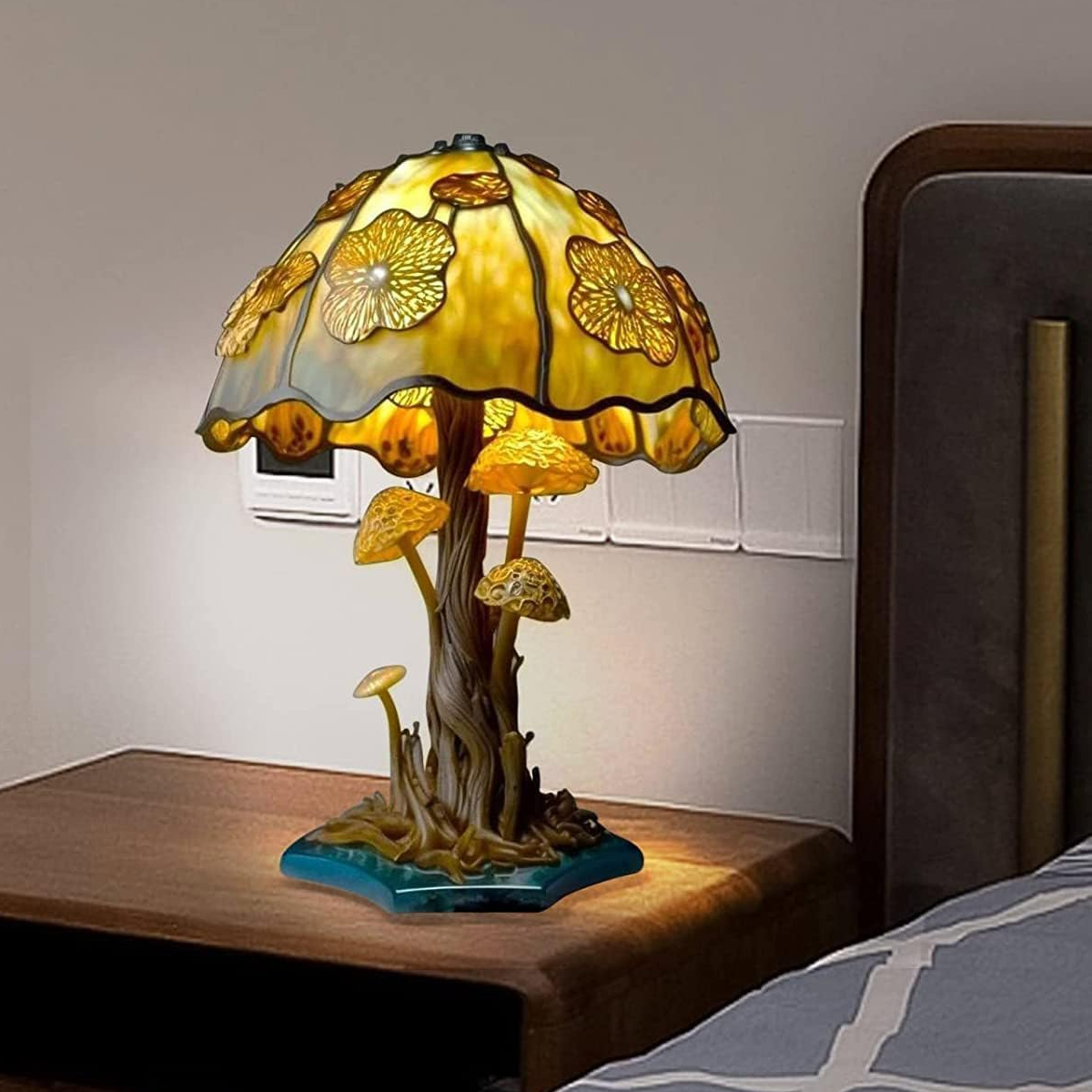 Colorful Resin Mushroom Lamp with LED Glow