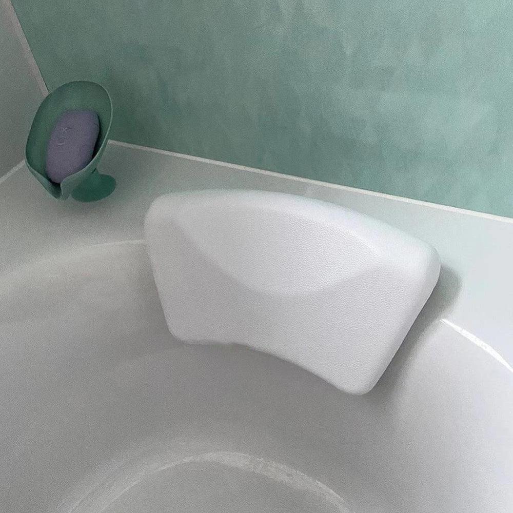 Contoured Soft-Touch Bathtub Headrest Pillow