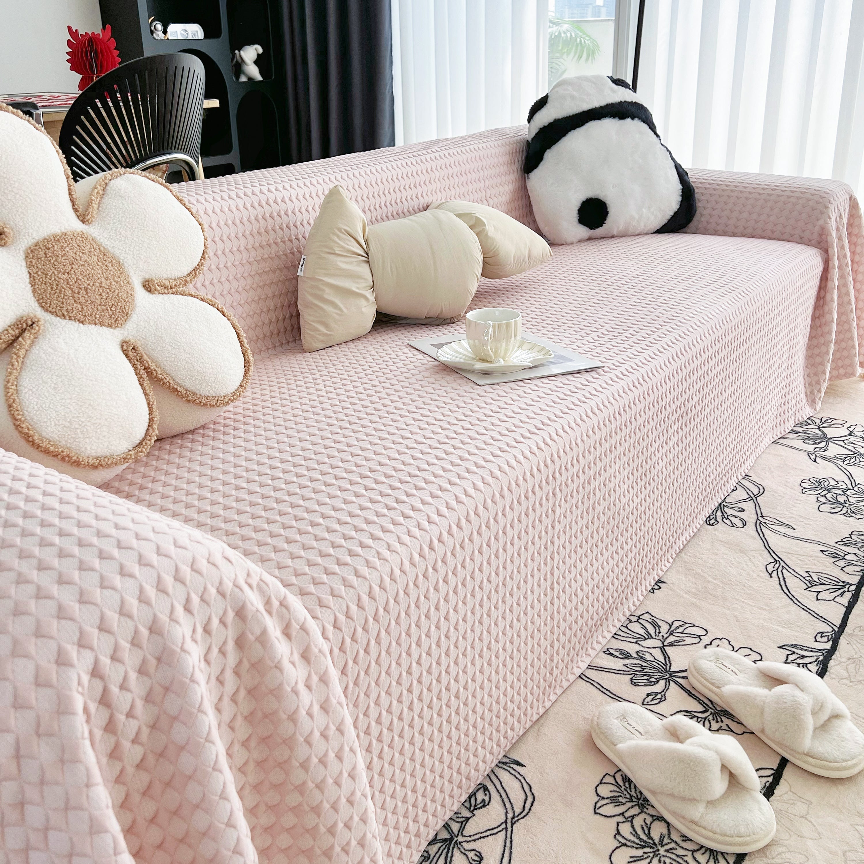 Cooling Textured Sofa Cover with Soft Drape
