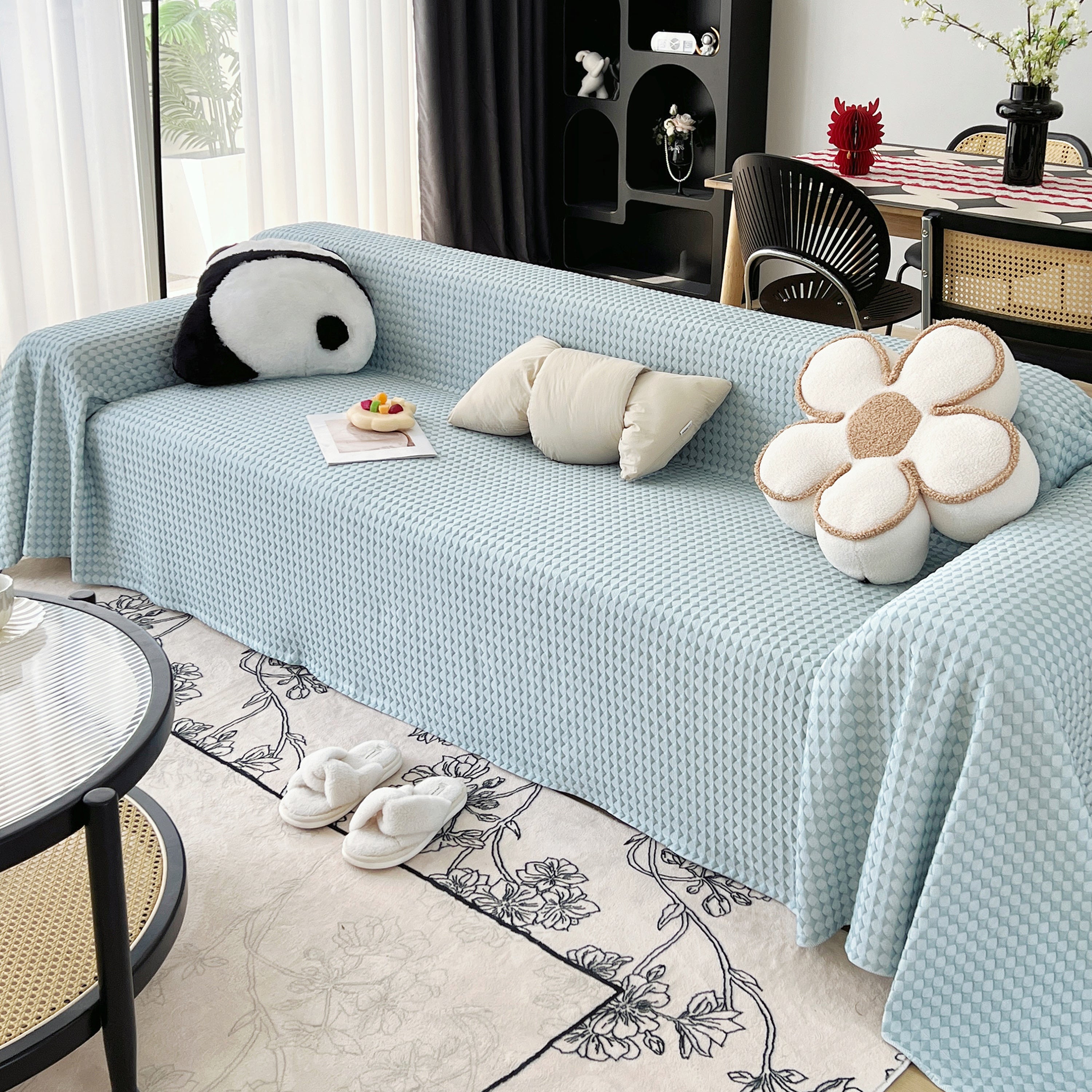 Cooling Textured Sofa Cover with Soft Drape