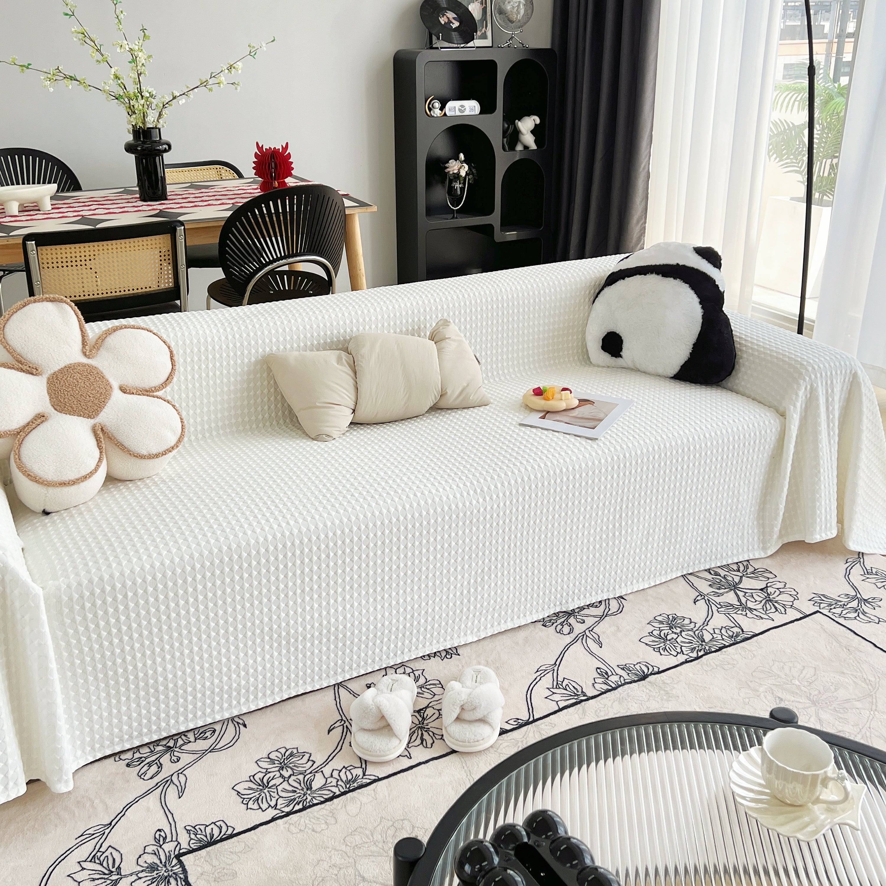 Cooling Textured Sofa Cover with Soft Drape
