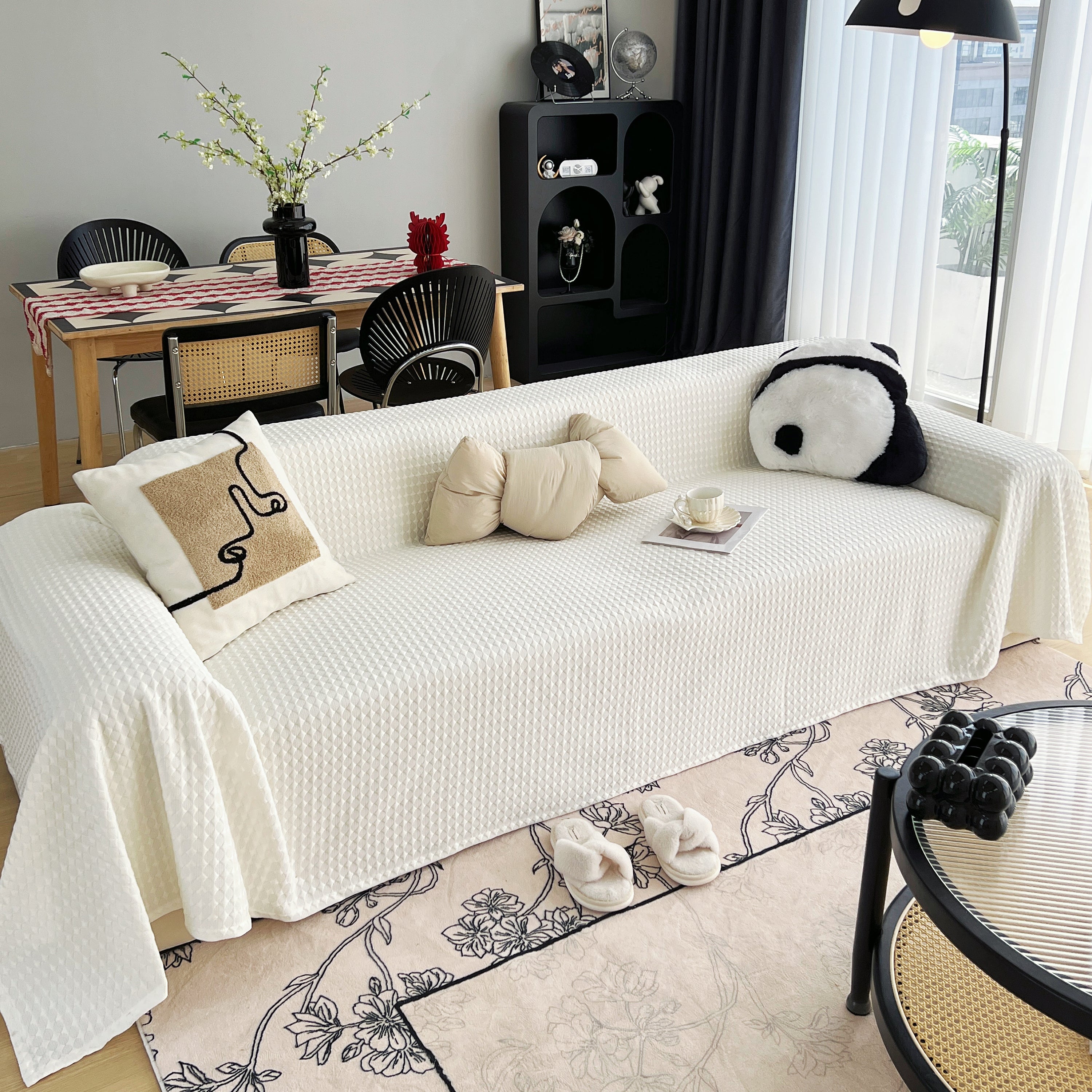 Cooling Textured Sofa Cover with Soft Drape