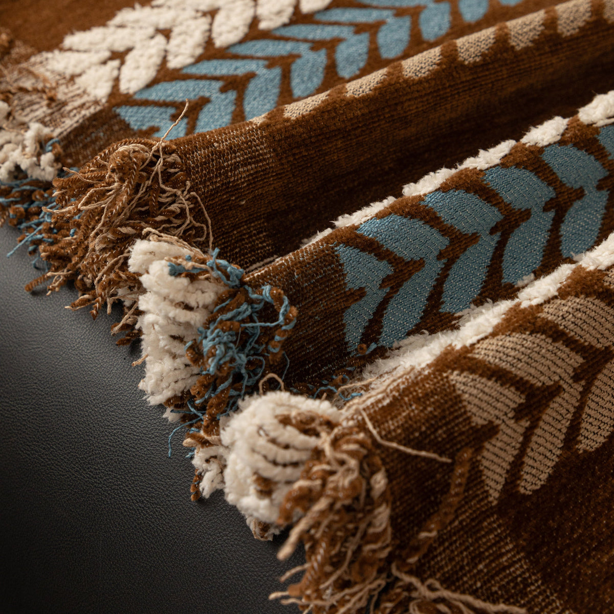 Cozy Decorative Throw Blanket for Couches, Boho Plush Woven Sofa Cover with Stripes