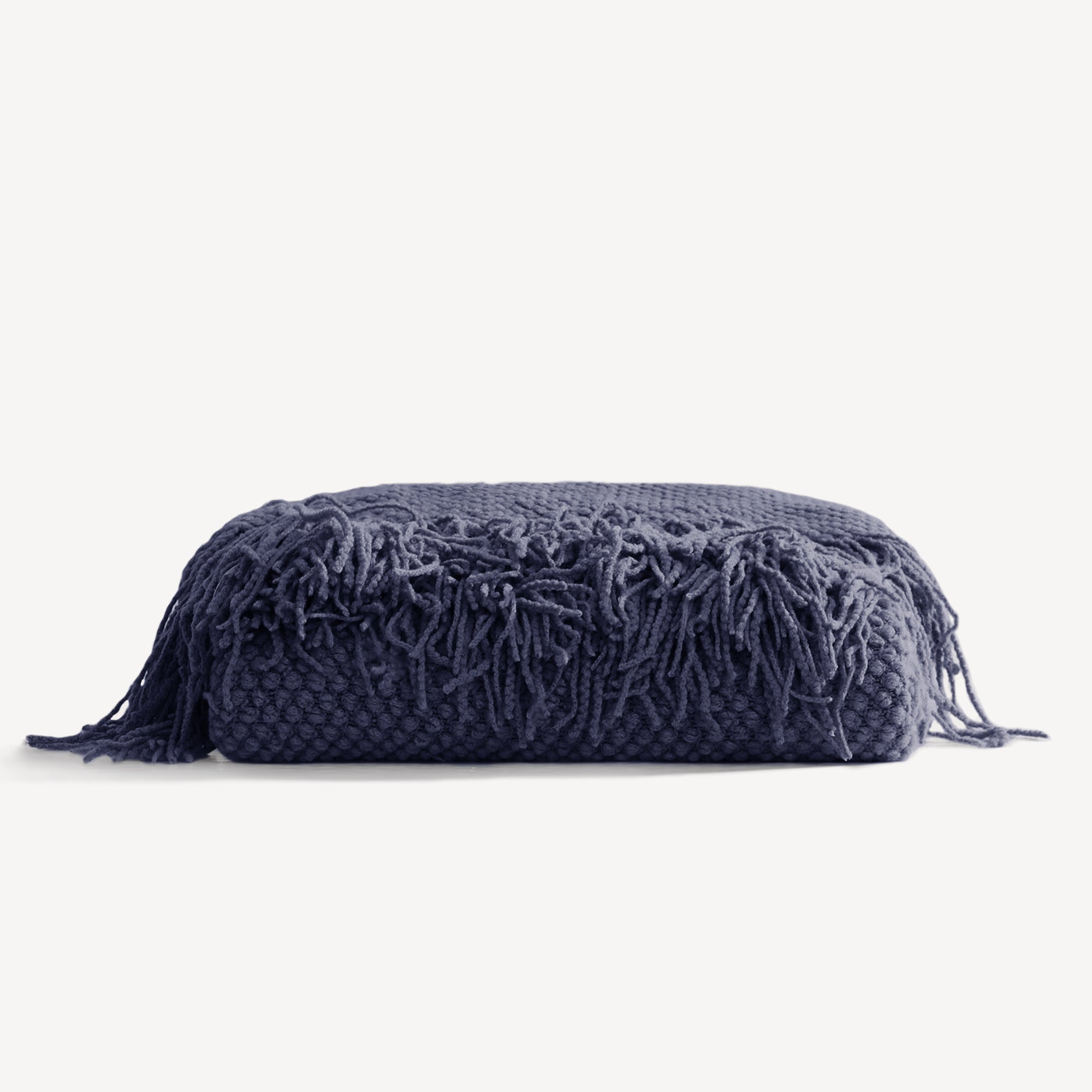 Cozy Knit Throw Blanket with Fringe Detail