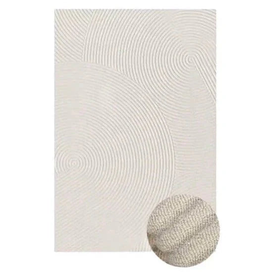Cream Textured Area Rug with Raised Waves