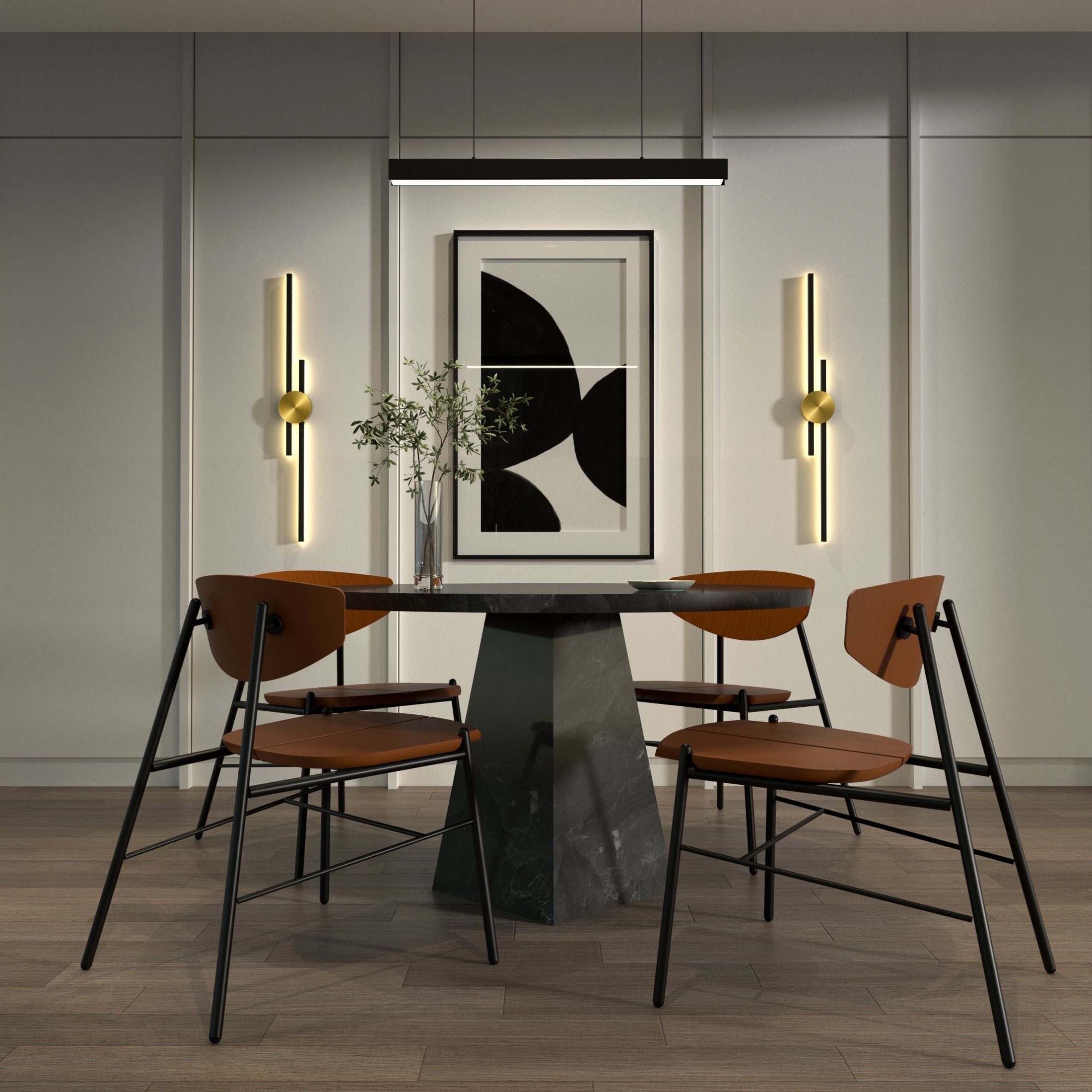 Brass Linear Wall Sconce with Dimmable Glow