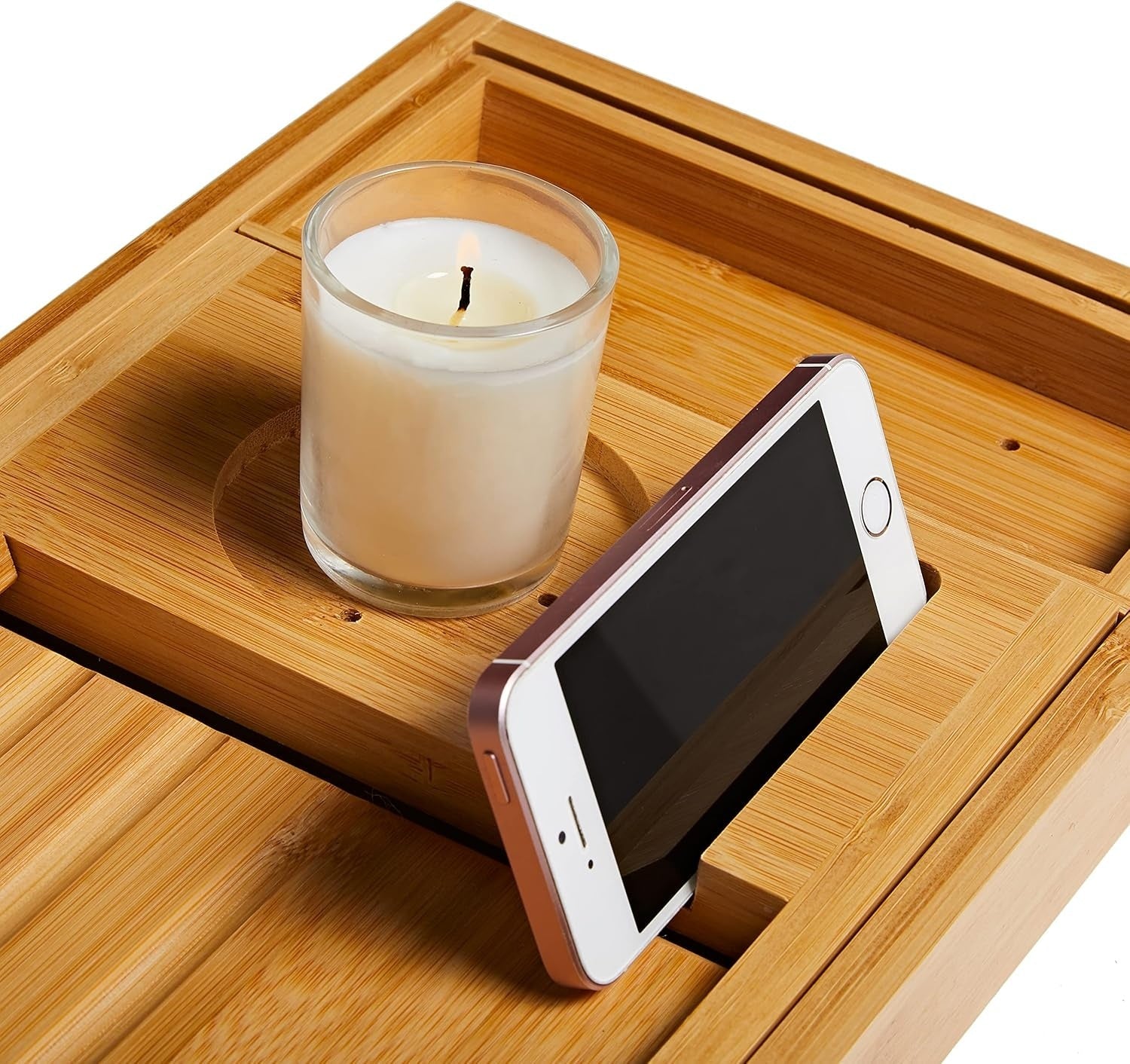Expandable Bamboo Bath Caddy with Book Rest