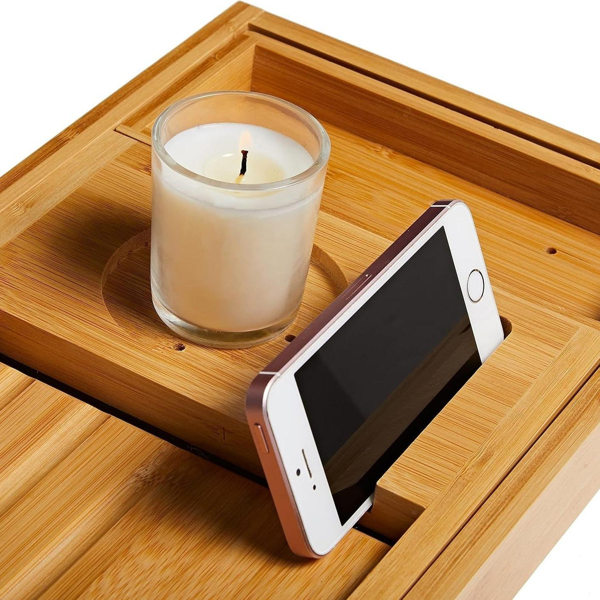 Expandable Bamboo Bath Caddy with Book Rest