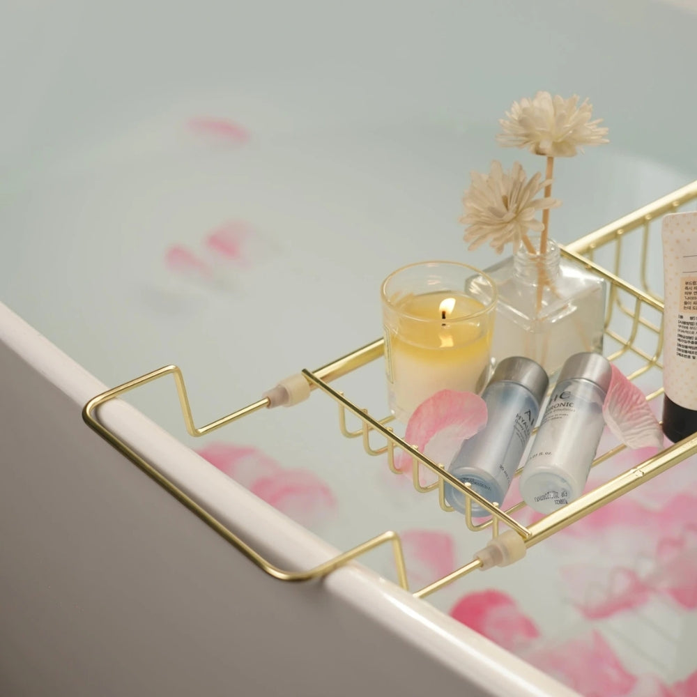Expandable Gold Bathtub Caddy with Book Rest