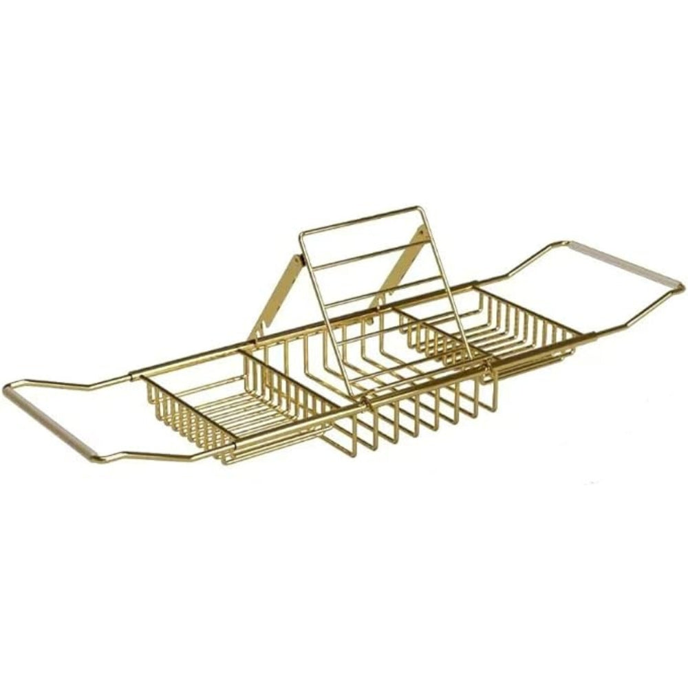 Expandable Gold Bathtub Caddy with Book Rest