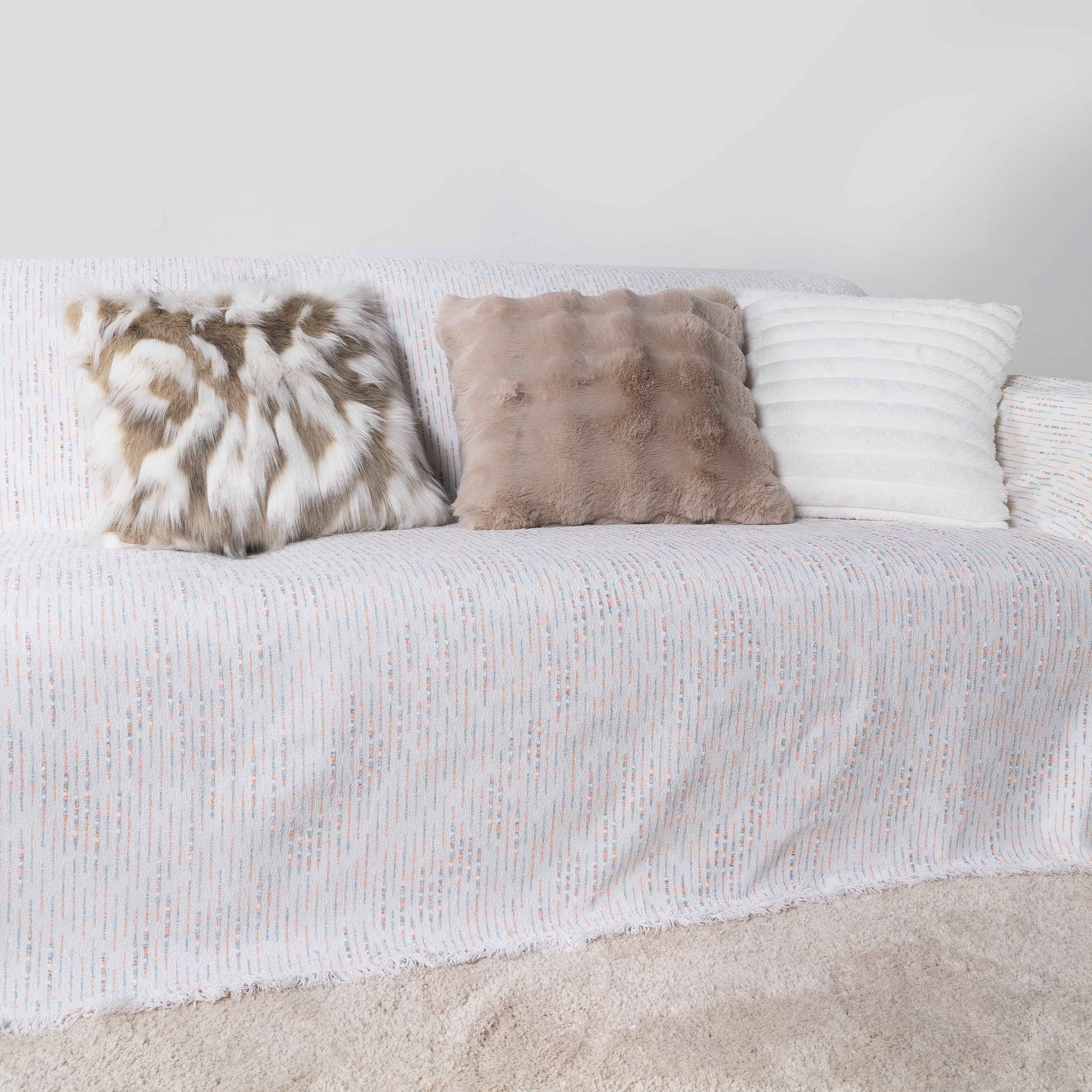 Faux Fur Pillow Cover Set with Cozy Textures