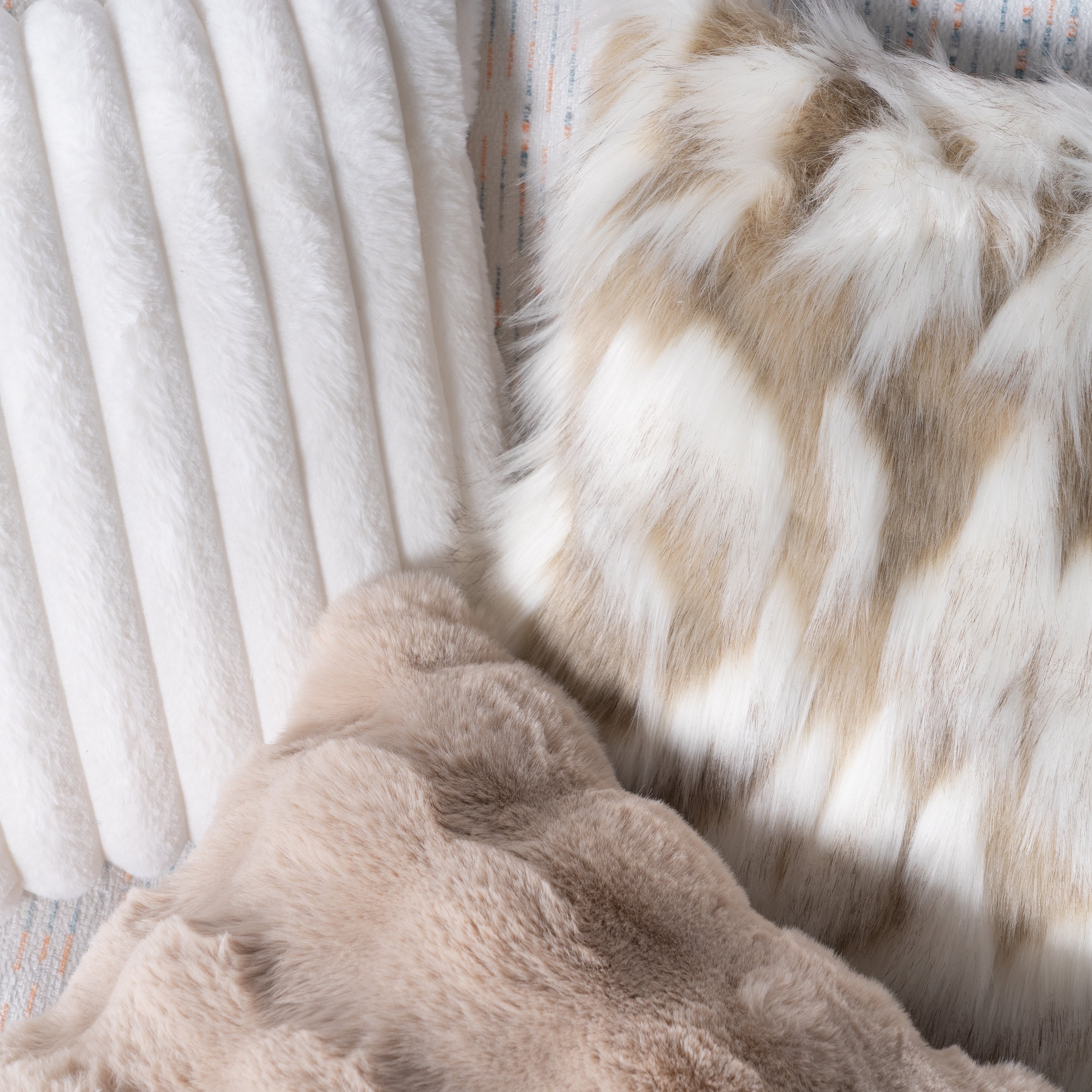 Faux Fur Pillow Cover Set with Cozy Textures