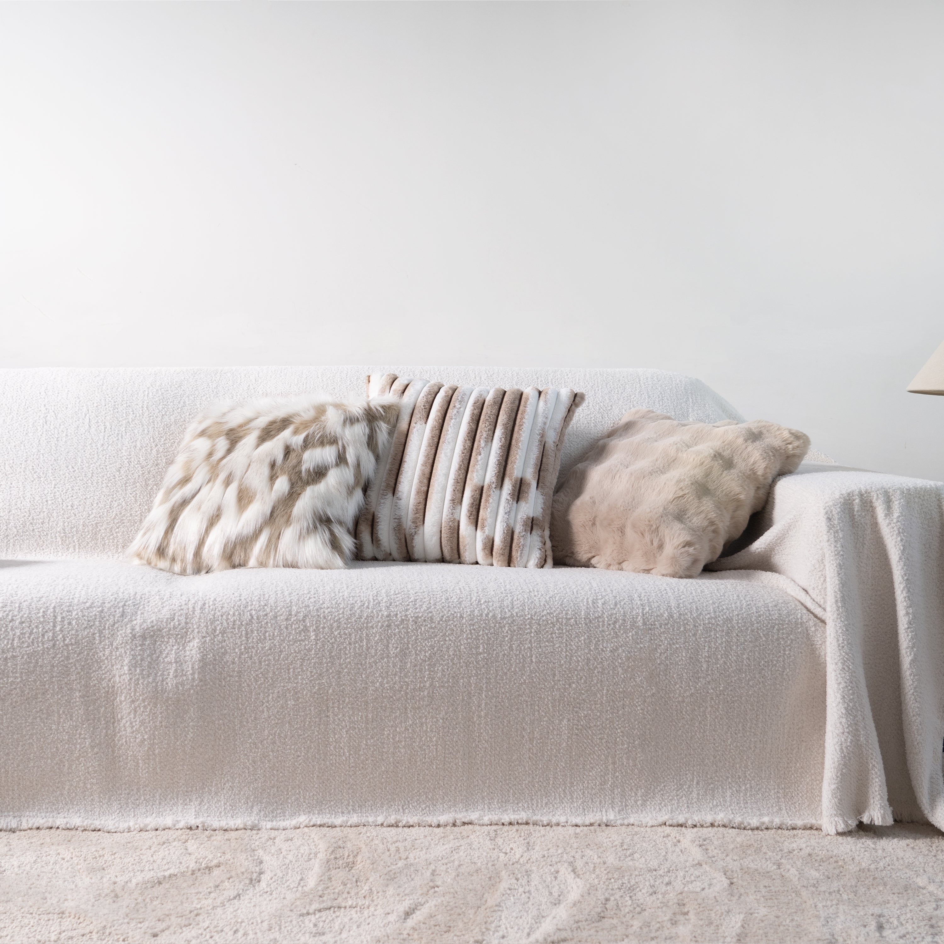 Faux Fur Pillow Cover Set with Cozy Textures
