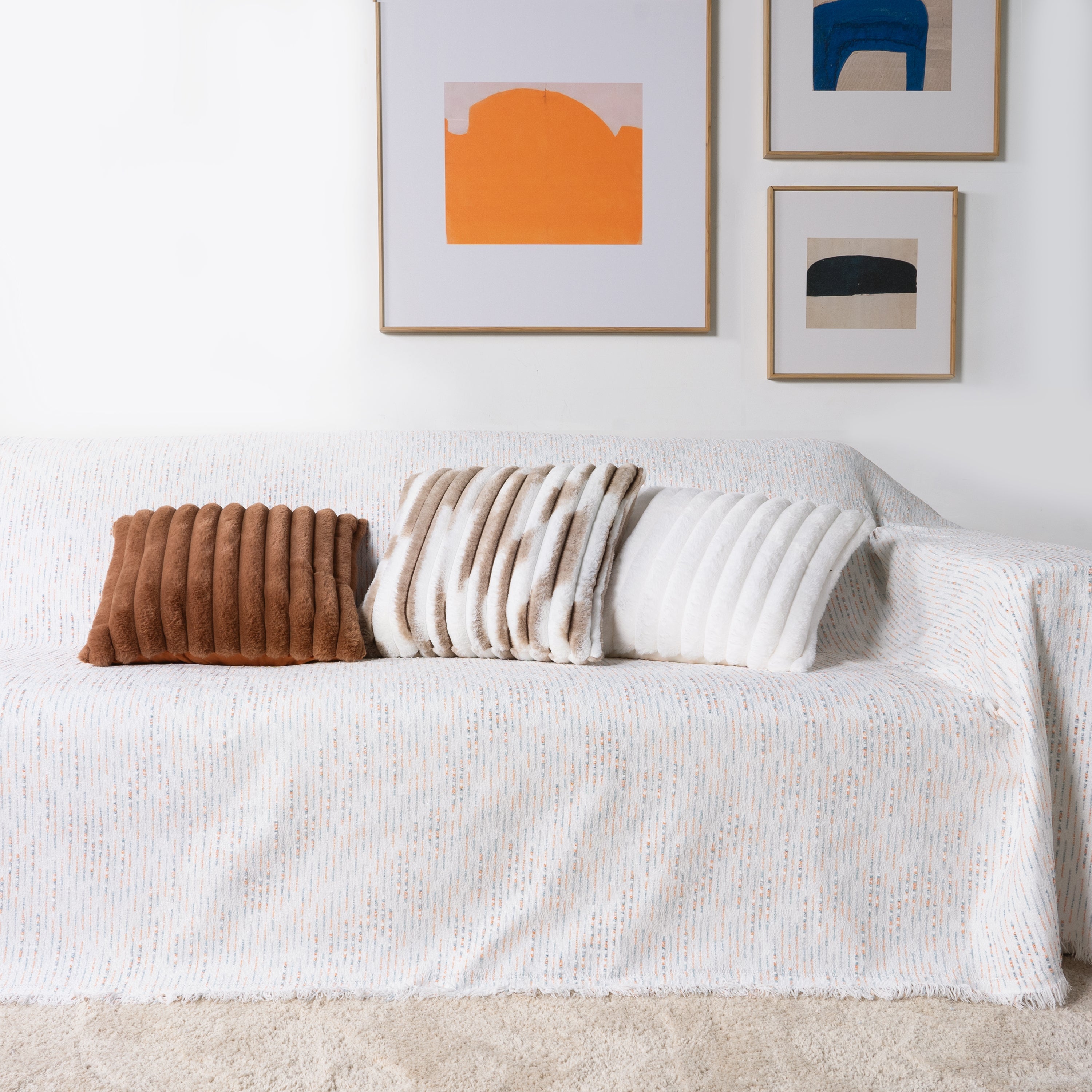 Faux Fur Pillow Cover Set with Cozy Textures