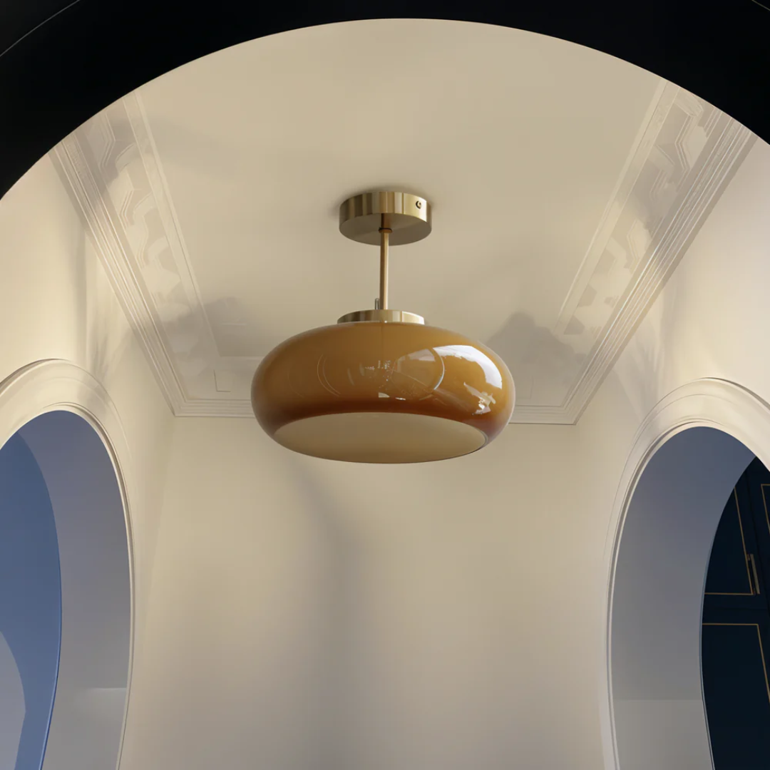 Vintage Glass Ceiling Light with Dome Shade