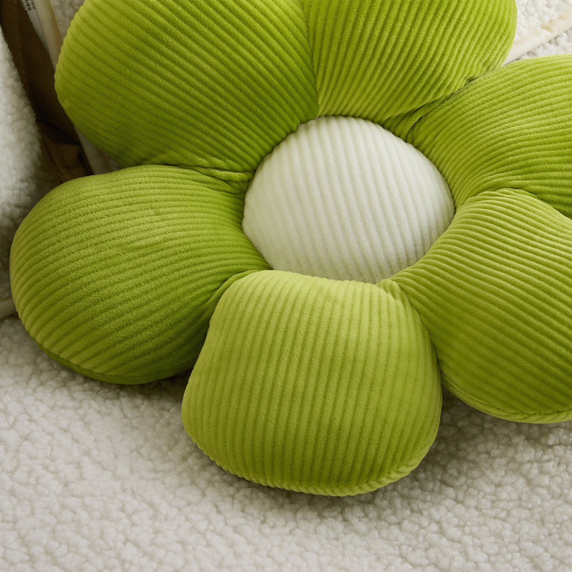 Flower-Shaped Plush Pillow with Ribbed Petals