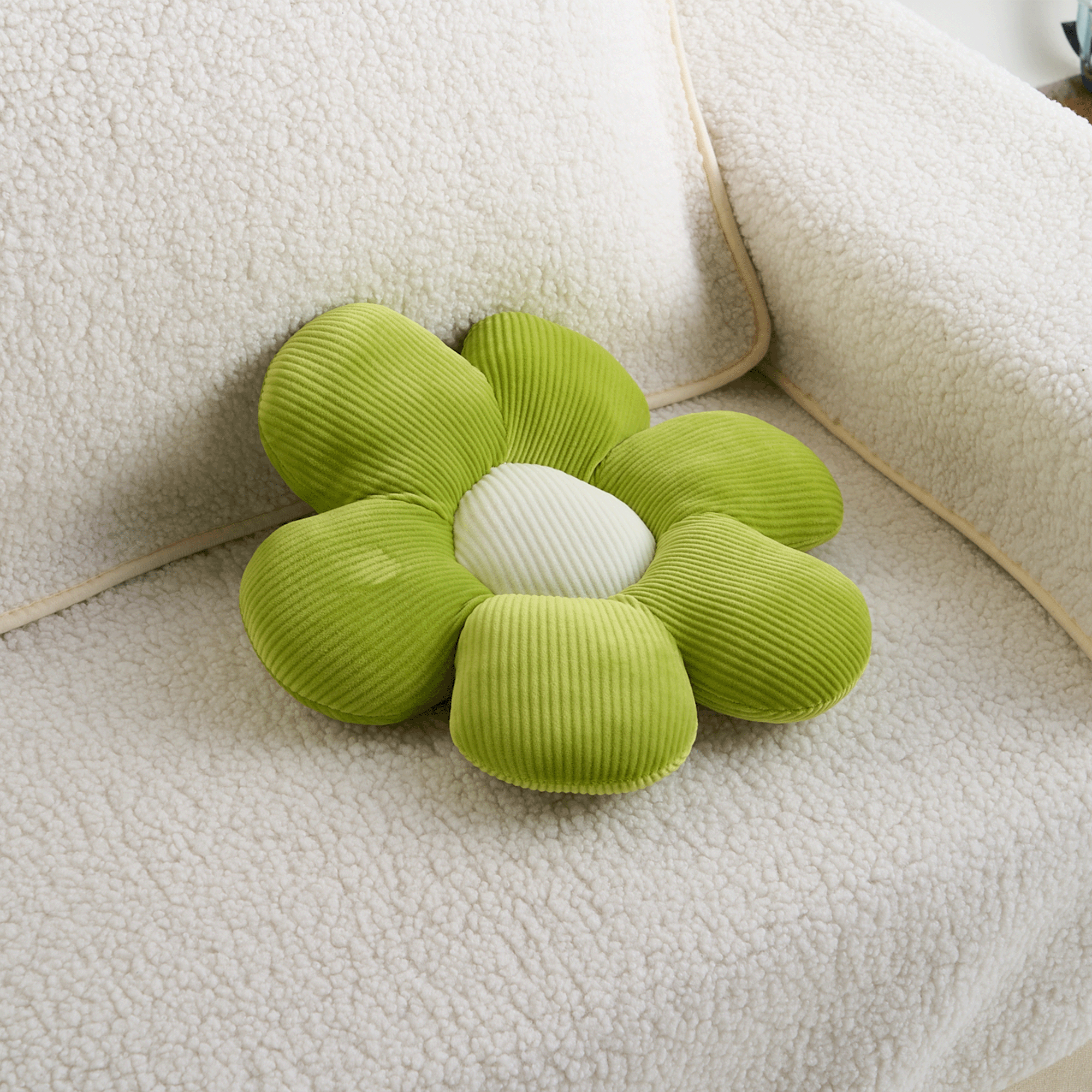 Flower-Shaped Plush Pillow with Ribbed Petals