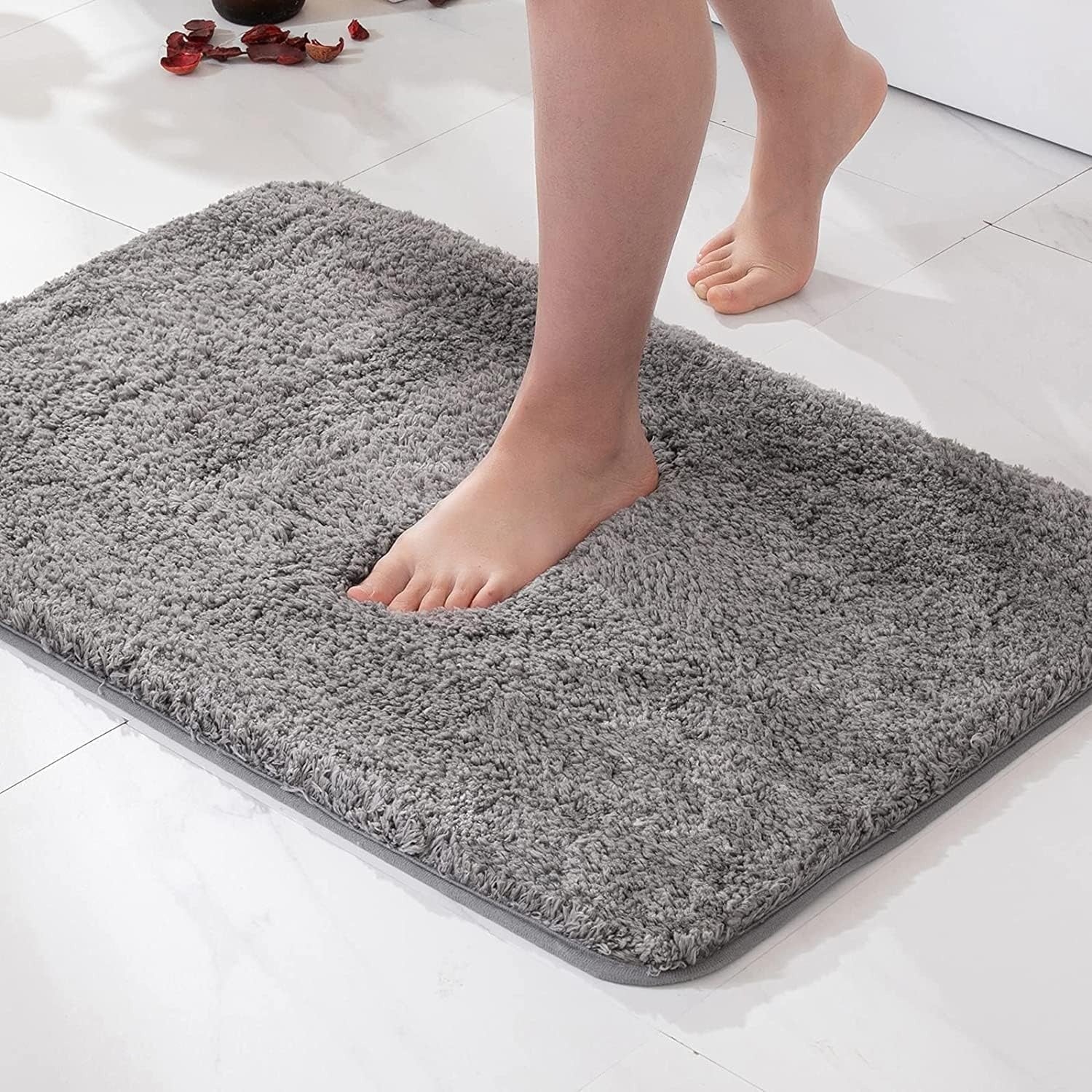 Fur Bath Rug with Plush Microfiber Pile