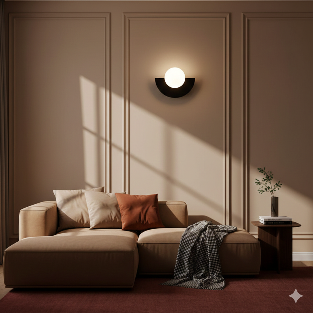 Modern Glass Globe Sconce with Half Moon Base