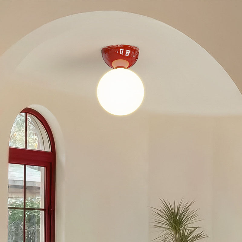 Glass Globe Ceiling Light with Scalloped Cap