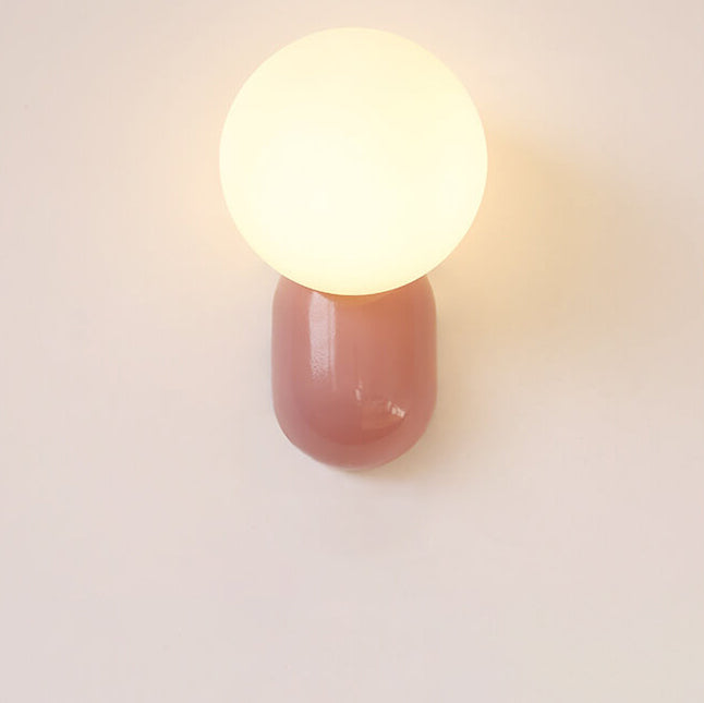 Glass Globe Wall Light with Resin Pebble