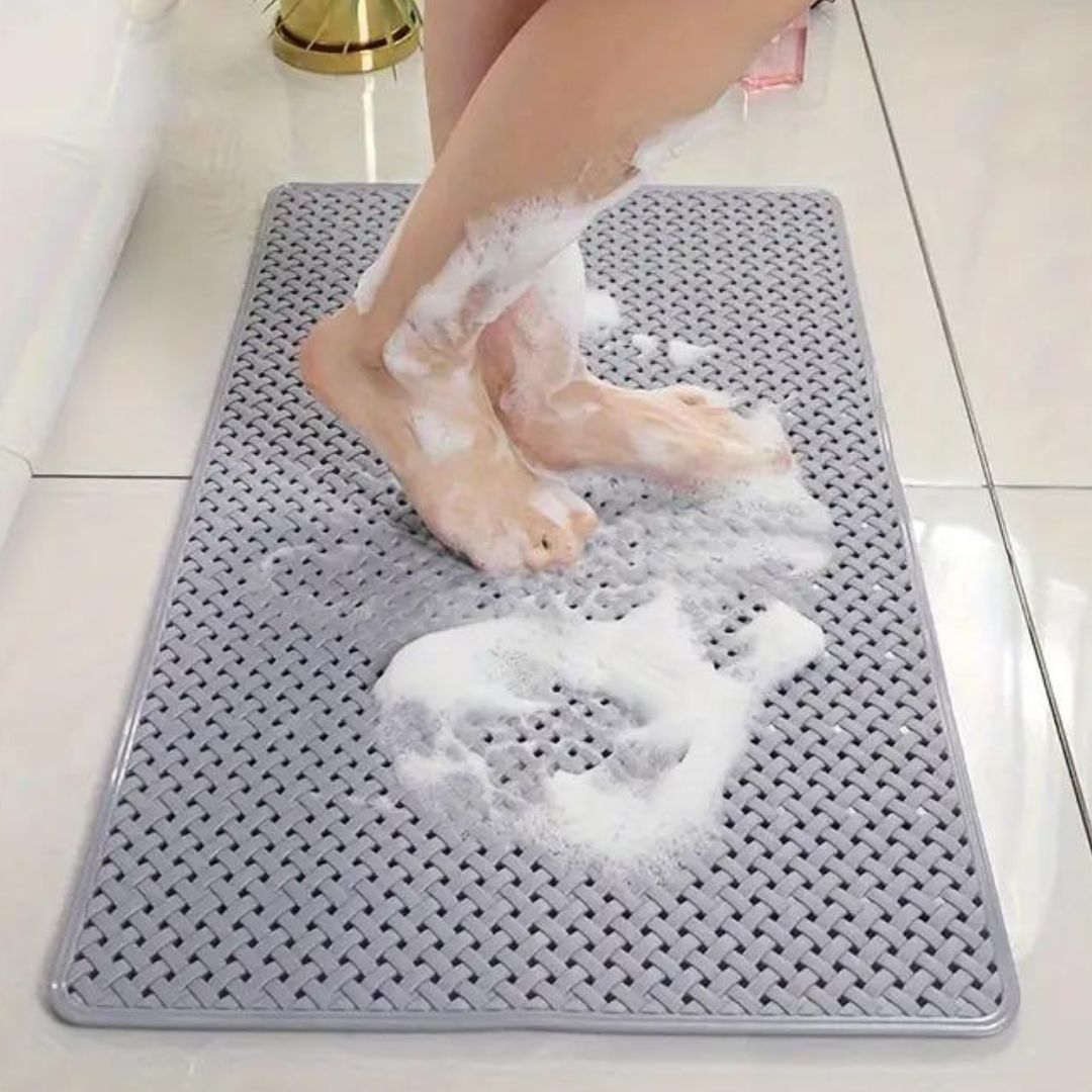 Gray Non Slip Bathtub Mat with Drain Holes
