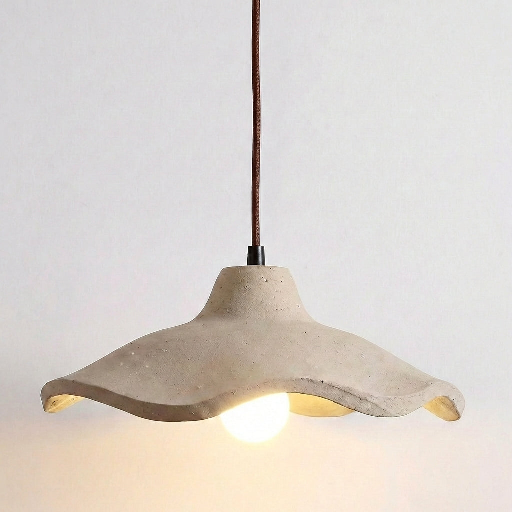 Handcrafted Cement Flower Pendant with Curves