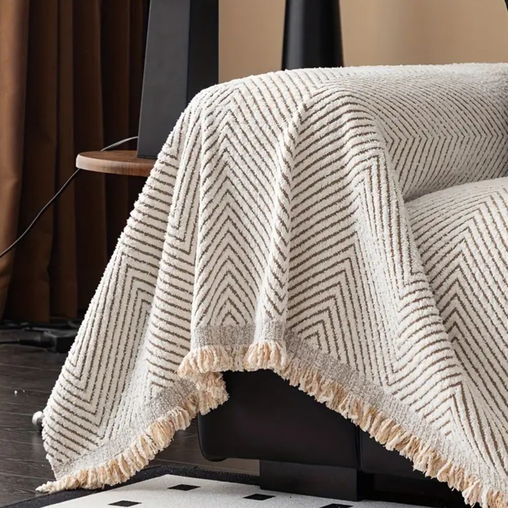 Herringbone Sofa Cover with Tassels