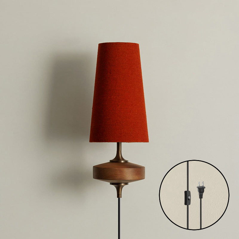 Modern Walnut Plug-In Double Wall Sconce Lamp